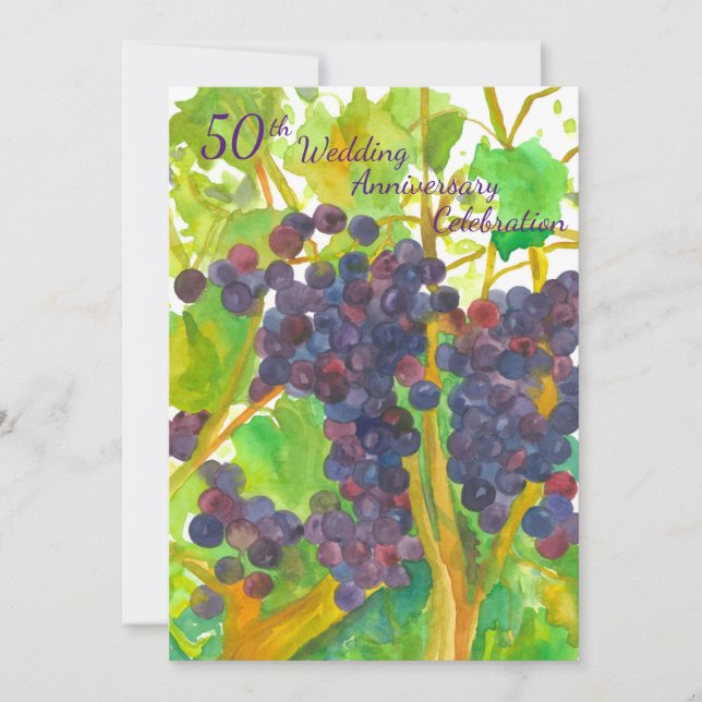 Vins 50e anniversaire Mariage Invitation de la fêt (Devant)