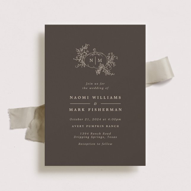 Vins citrouilles Faire-part de mariage Monogramme (Créateur téléchargé)