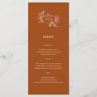Vins citrouilles Monogramme noir Menu Mariage