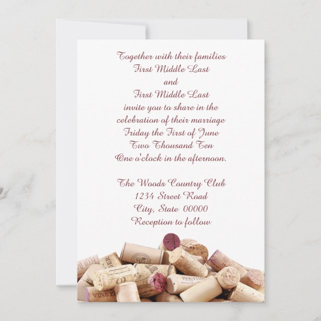 Vins Corks Invitations de mariage (Devant)