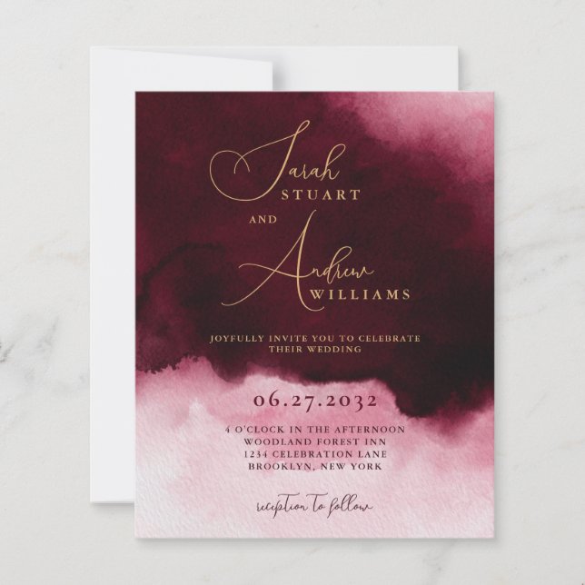 VINS DE BUDGET Mariage Rouge Aquarelle Écriture Do (Devant)