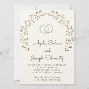 Vins d'or Chuppah Invitations de mariage juif