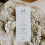 Vins intemporels Mariage Crest Menu et Merci<br><div class="desc">Élégant botanique orné vintage monogramme mariage crête en noir,  menu et carte de remerciements. Caractéristiques,  typographie noire moderne avec menu à l'avant et message de remerciement à l'arrière.</div>
