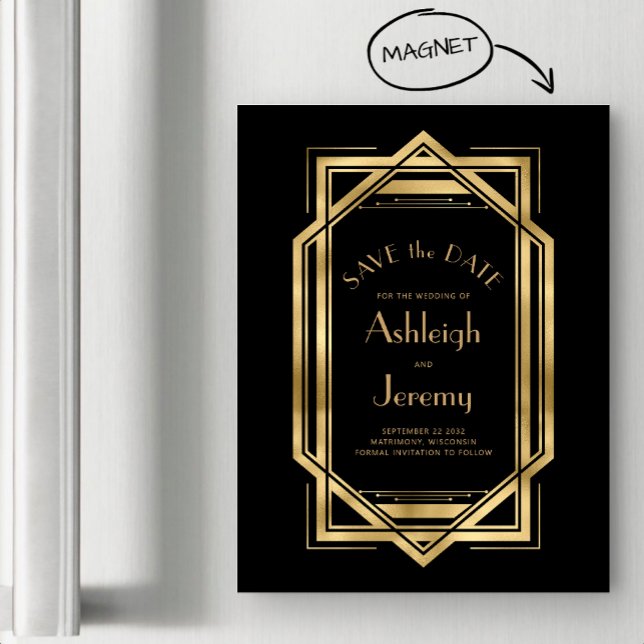 Vintage 1920s Déco Black Gold Enregistrer la date (Créateur téléchargé)