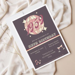 Vintage 1959 65e 66e anniversaire rétro Invitation