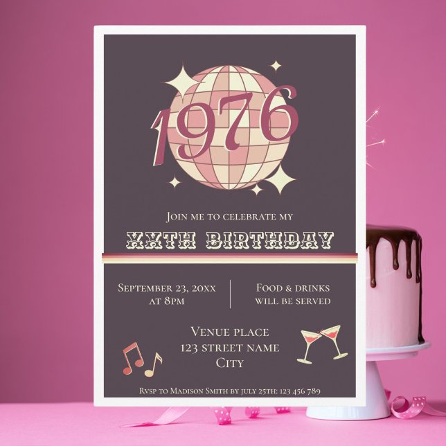 Vintage 1976 50th birthday party Invitation (Créateur téléchargé)
