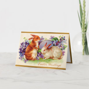 Vintage 2 lapins Pâques Cartes pliées