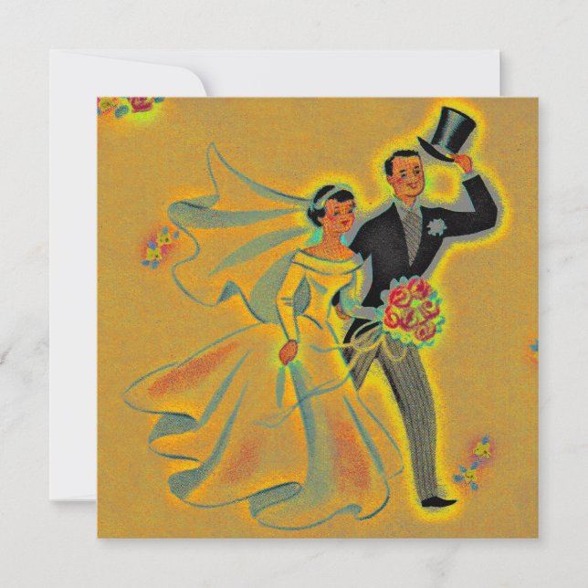 Vintage 50e anniversaire d'or Invitations Invitati (Devant)