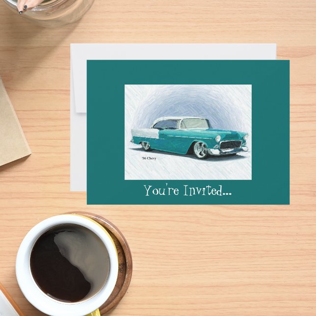 Vintage '56 Chevy Turquoises Invitations d'anniver (Créateur téléchargé)