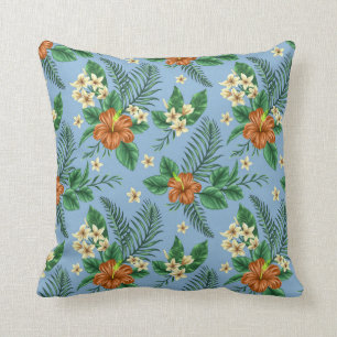 Vintage à l'apparence d'étoffe Coussin bleu et ora
