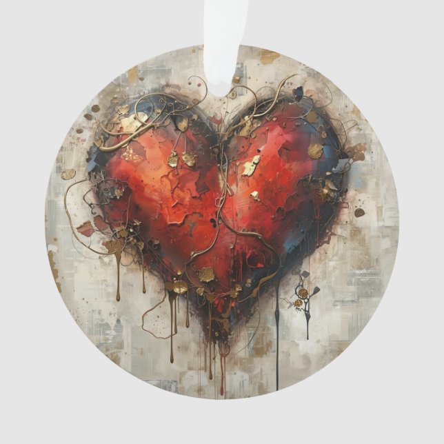 Vintage Abstract Hearts - Acrylic Ornament  (devant)