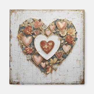 Vintage Abstract Hearts - Magnet
