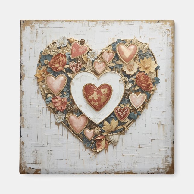 Vintage Abstract Hearts - Magnet (Devant)