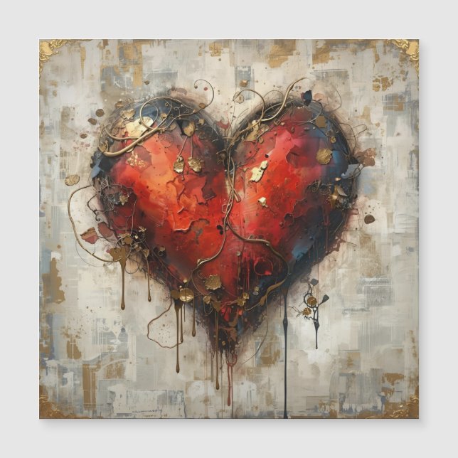 Vintage Abstract Hearts - Magnetic Card  (Devant)