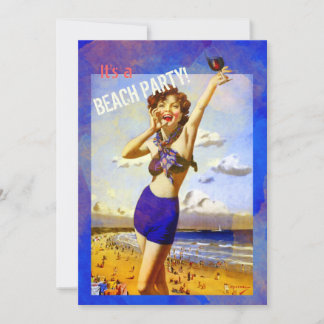 Vintage Adultes Adultes Beach Party Invitation