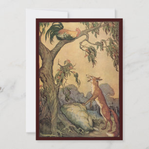 Vintage Aesop's Fables, Fox, Rooster et le Chien
