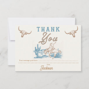 Vintage Agave Blue Green Cowboy Carte de remerciem