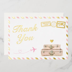 Vintage Airline Baby Girl Douche Carte de remercie