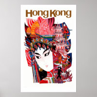 Vintage Airline Hong Kong China Travel Poster