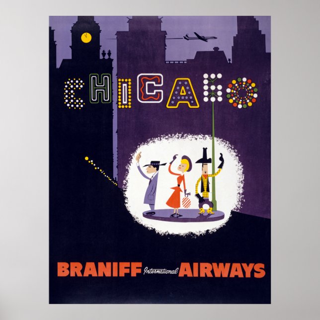 Vintage Airline Windy City Chicago Affiche de voya (Devant)