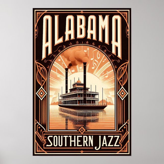 Vintage Alabama Riverboat Poster (Devant)