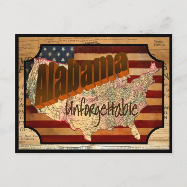 Vintage Alabama State Vieux carte postale (Devant)