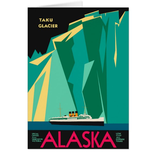 Vintage Alaska Travel Poster Art, Taku Glacier (Devant)