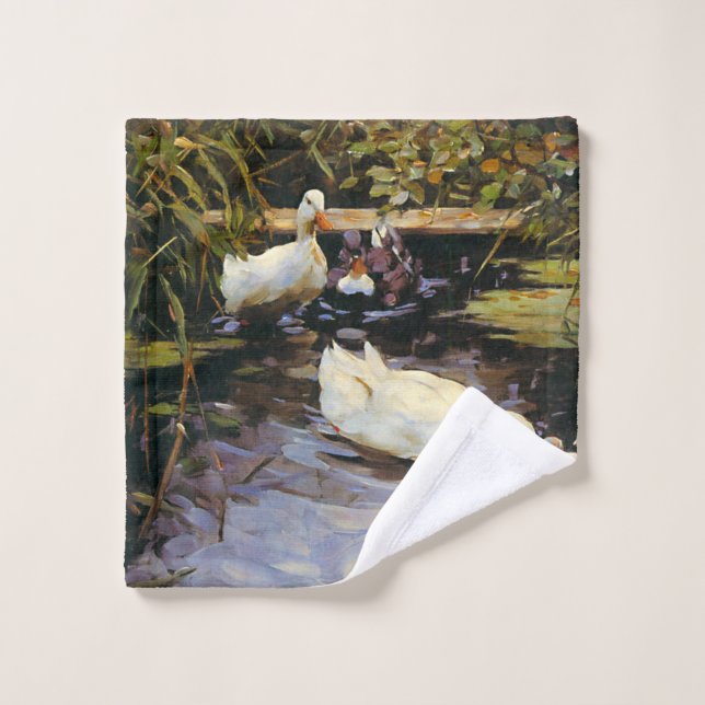 Vintage Alexander Koester Canards sur un étang de  (Gant de toilette)