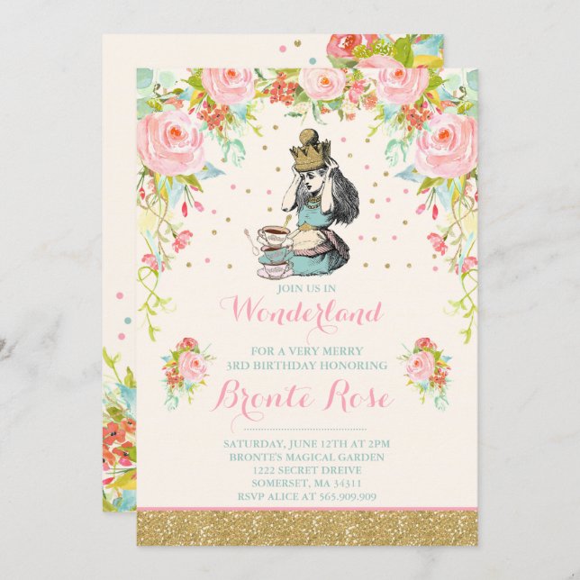 Vintage Alice Au Pays Des Merveilles Invitation An (Devant / Derrière)