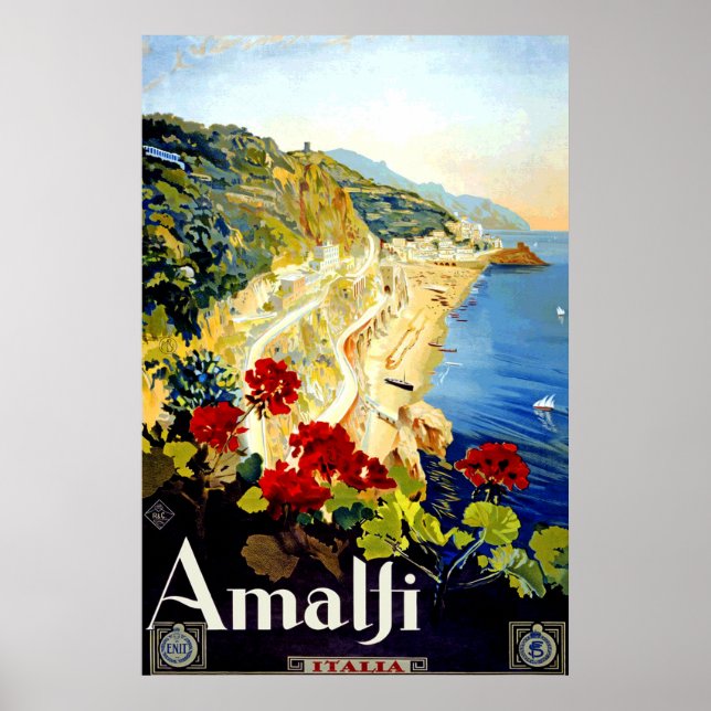 Vintage Amalfi Italie Europe Affiche de voyage (Devant)