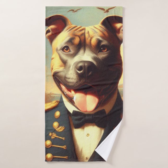 Vintage American Pit Bull Terrier Peinture (Serviette de bain)