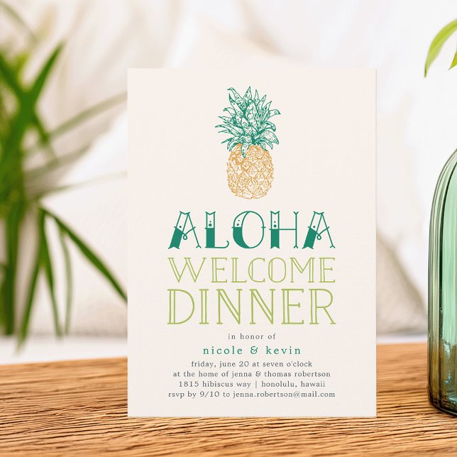 Vintage ananas Aloha Bienvenue Dîner Invitation (Créateur téléchargé)