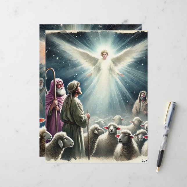 Vintage Angel & Bergers Livre de la Nativité (Devant/Arrière en situation)