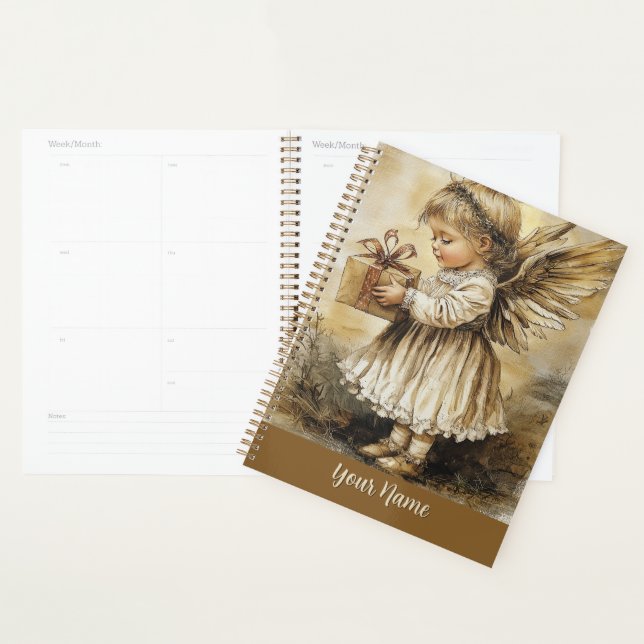 Vintage Angel Planner Personalize with Your Name" (Devant avec enveloppe)