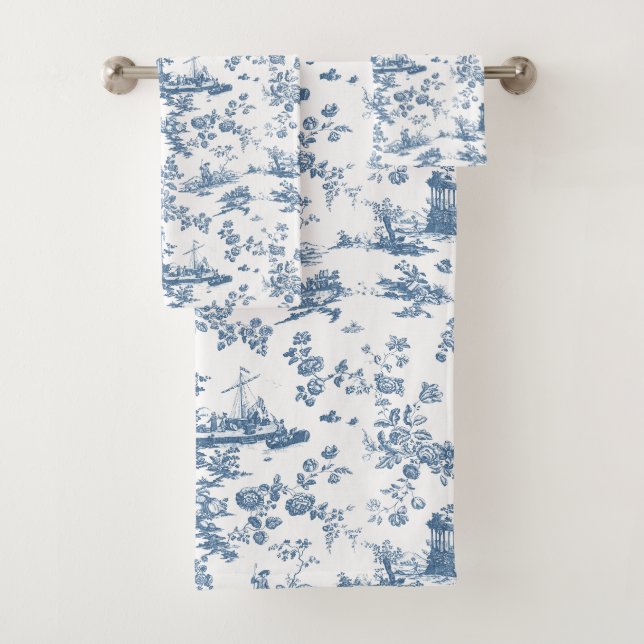 Vintage Anglais Floral Toile de Jouy-Blue (En situation)