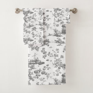 Vintage Anglais Floral Toile de Jouy-Grey