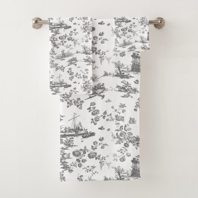 Vintage Anglais Floral Toile de Jouy-Grey (En situation)