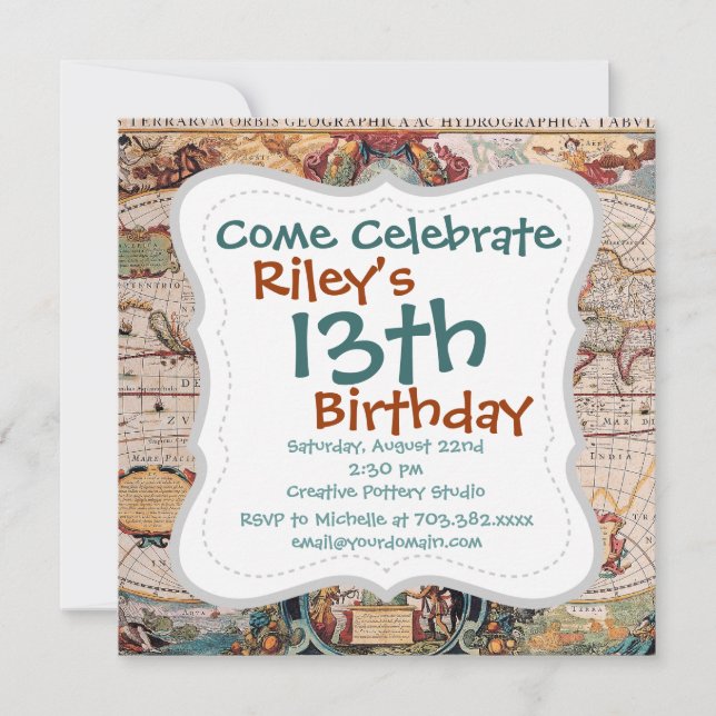 Vintage Antique Ancien Monde Carte Design Imprimé (Devant)