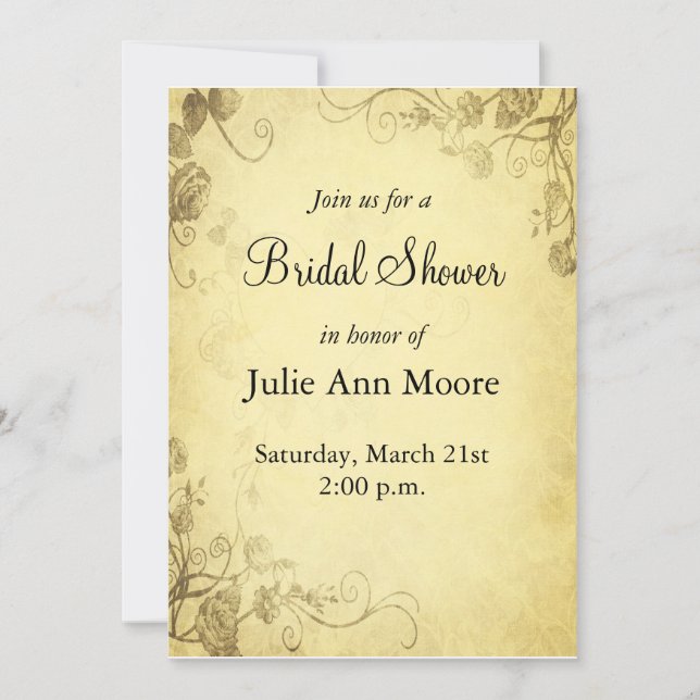 Vintage Antique Look Nuptiale Douche Invitation (Devant)