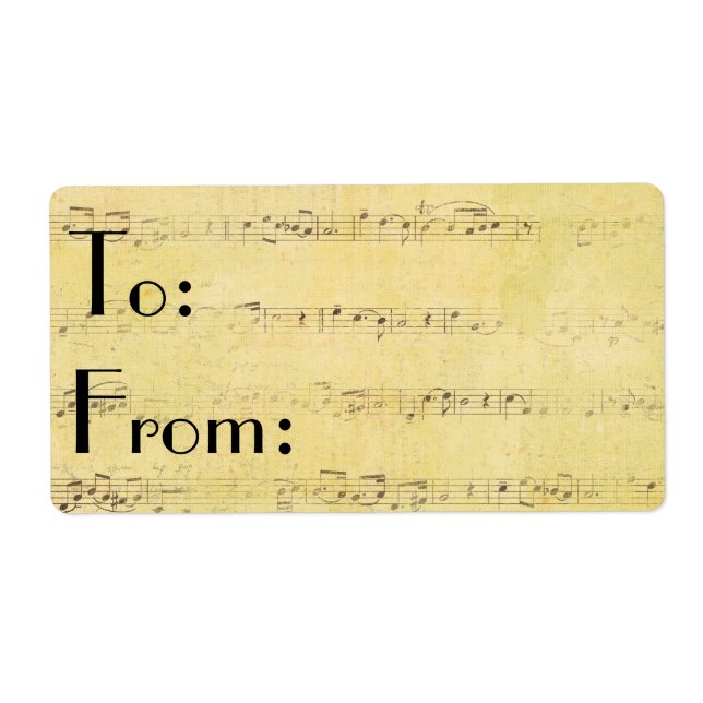 Vintage Antique Musical Notes Étiquettes personnal (Devant)