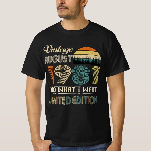 Vintage août 1981 T-shirt - Anniversaire de style  (Devant)