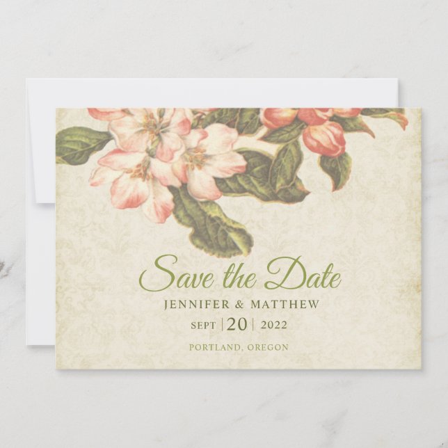 Vintage Apple Blossom Wedding Save the Date Card (Devant)