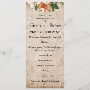 Vintage Apricot Lys Programme de mariage