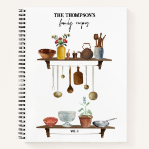 Vintage Aquarelle Cuisine Famille Recette Livre de