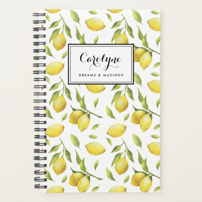 Vintage Aquarelle Lemons et Motif de verdure (Devant)