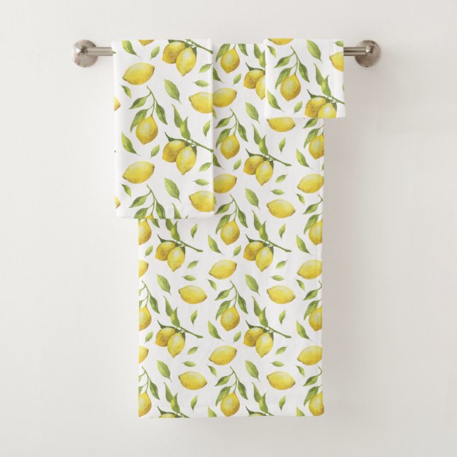 Vintage Aquarelle Lemons et Motif de verdure (En situation)
