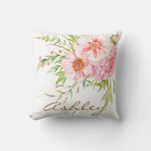 Vintage Aquarelle Peonies Coussin personnalisé