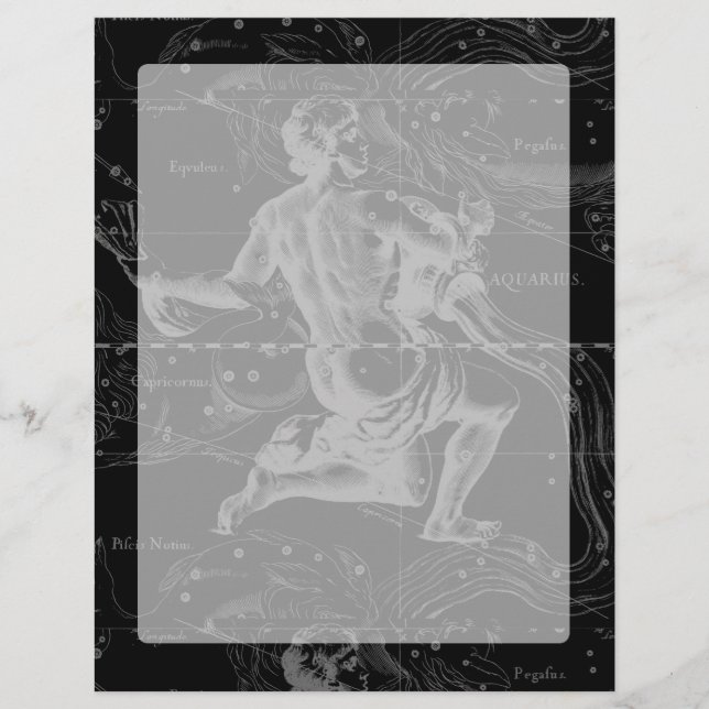 Vintage Aquarius Constellation Hevelius circa 1690 (Devant)