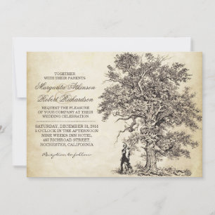vintage arbre et couple unique invitations de mari