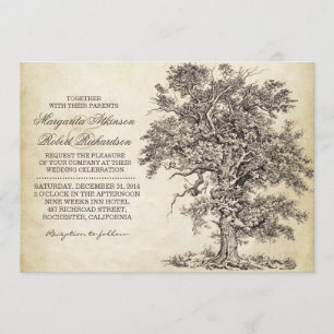 vintage arbre vieilles invitations de mariage